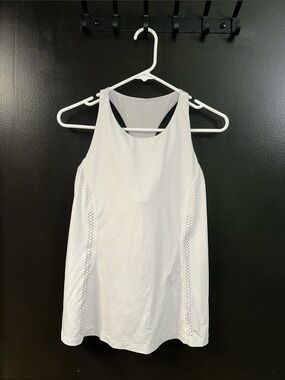 lululemon athletica White Racerback Tank with Eyelet Panels